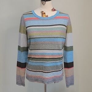 LUCY & LAUREL merino wool striped crewneck sweater.  Size is Large.